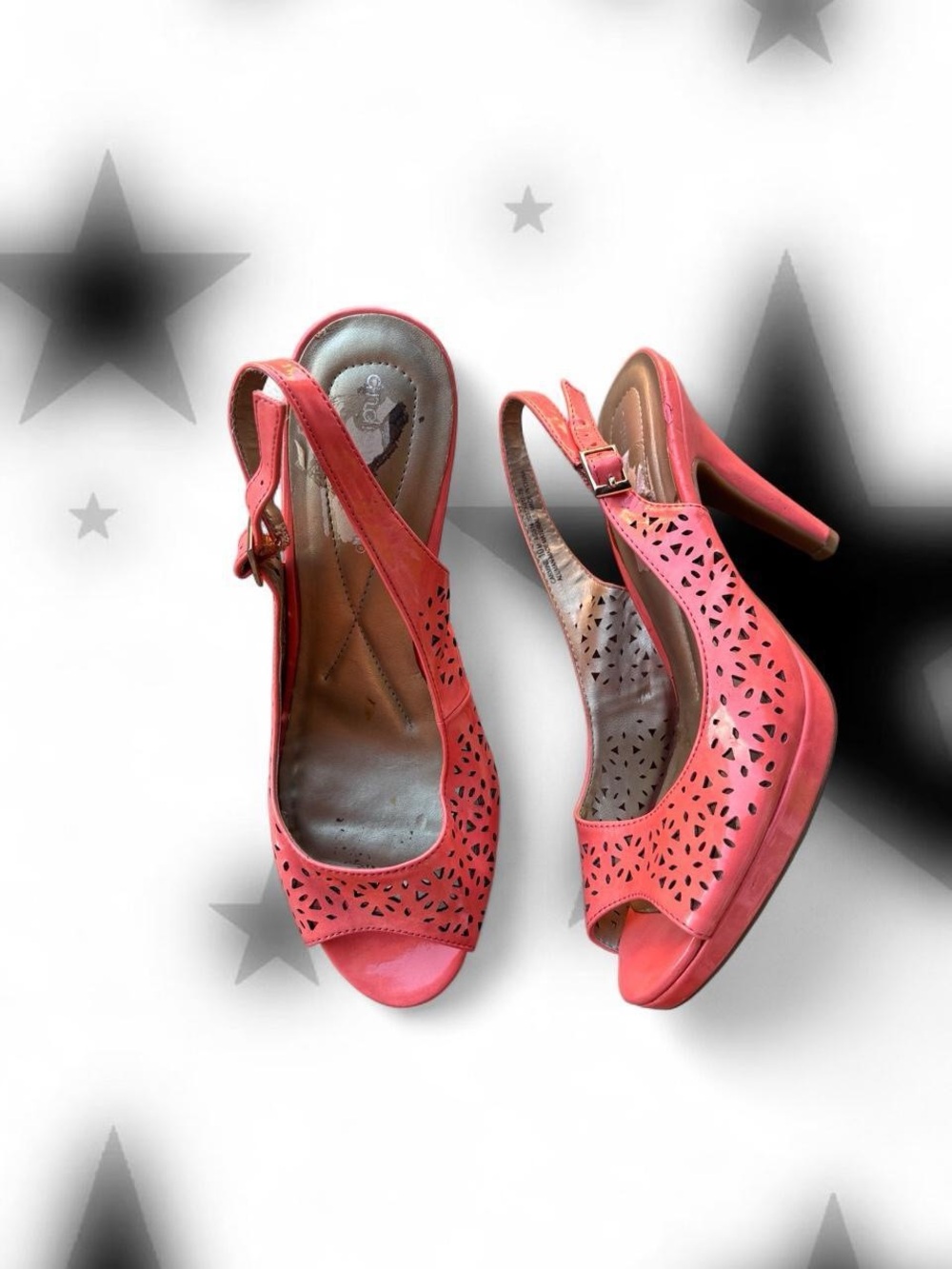 Andrew Geller Coral Cutout Slingback Heels